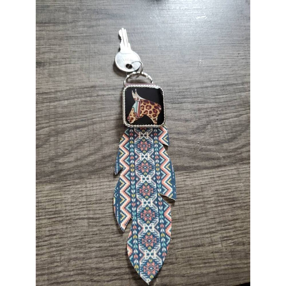 Feather concho purse charm, saddle charm, saddle feather, mule lover keychain